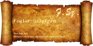 Fogler Szigfrid névjegykártya